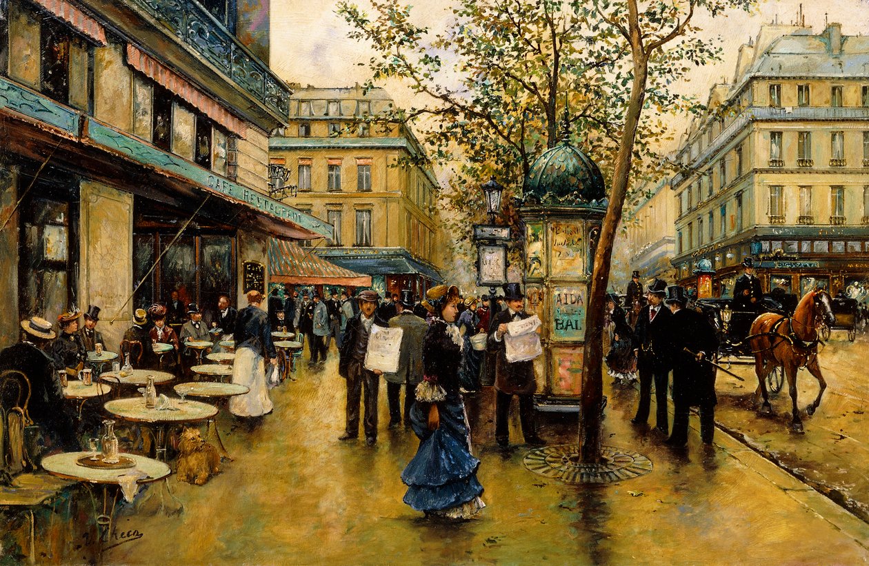 Place de l"Opera, Paris, av Ulpiano Checa y Sanz