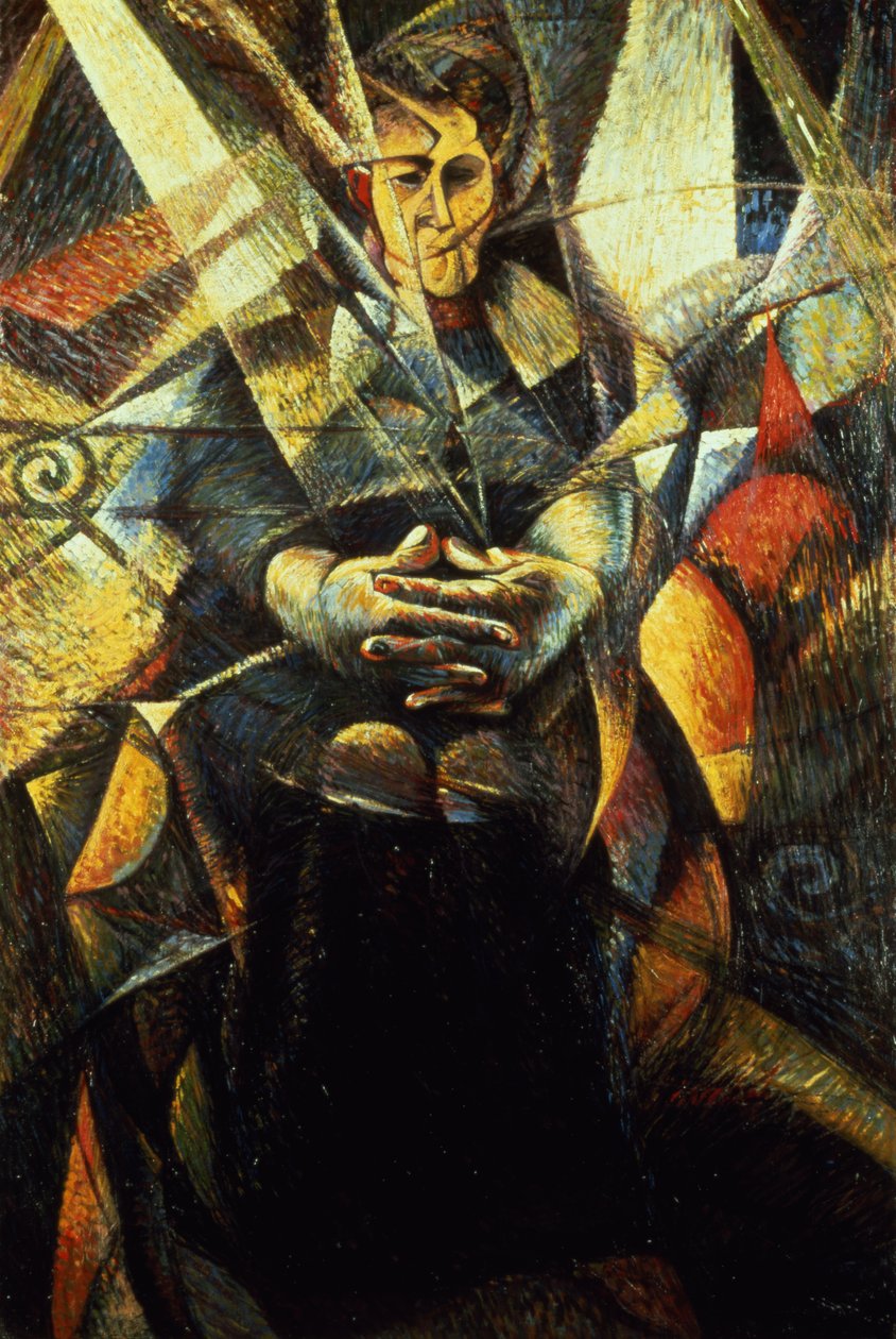 Portrett av en sittende kvinne av Umberto Boccioni