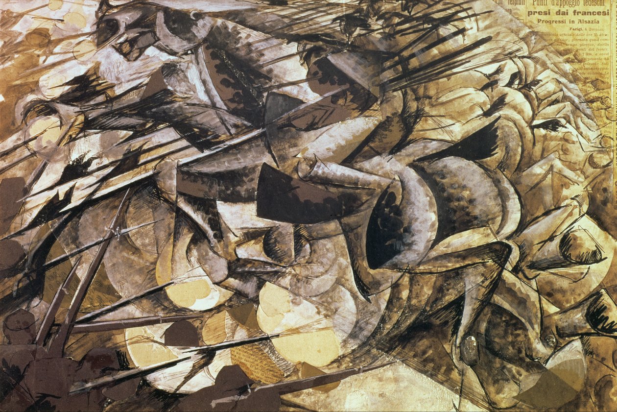 The Charge of the Lancers, 1915 (collage) av Umberto Boccioni