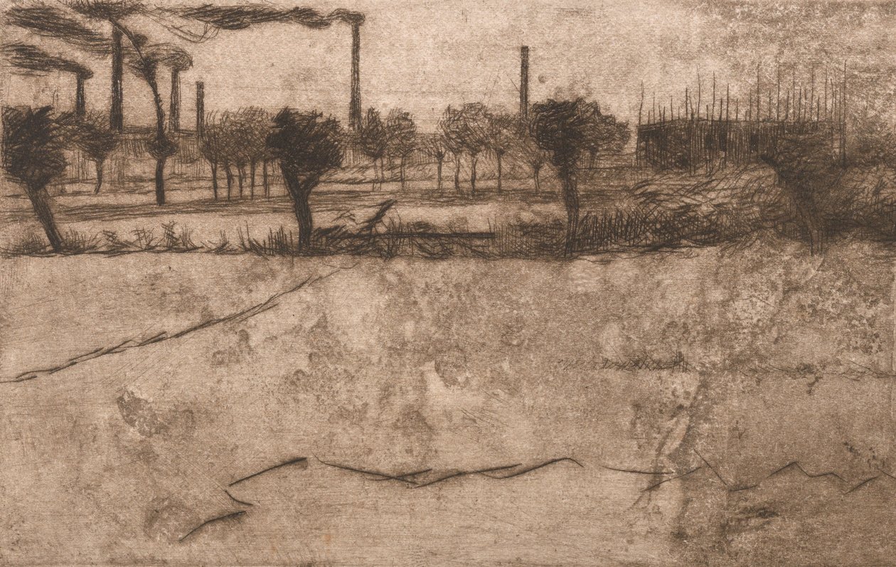 Landskap med industrianlegg, 1909. av Umberto Boccioni