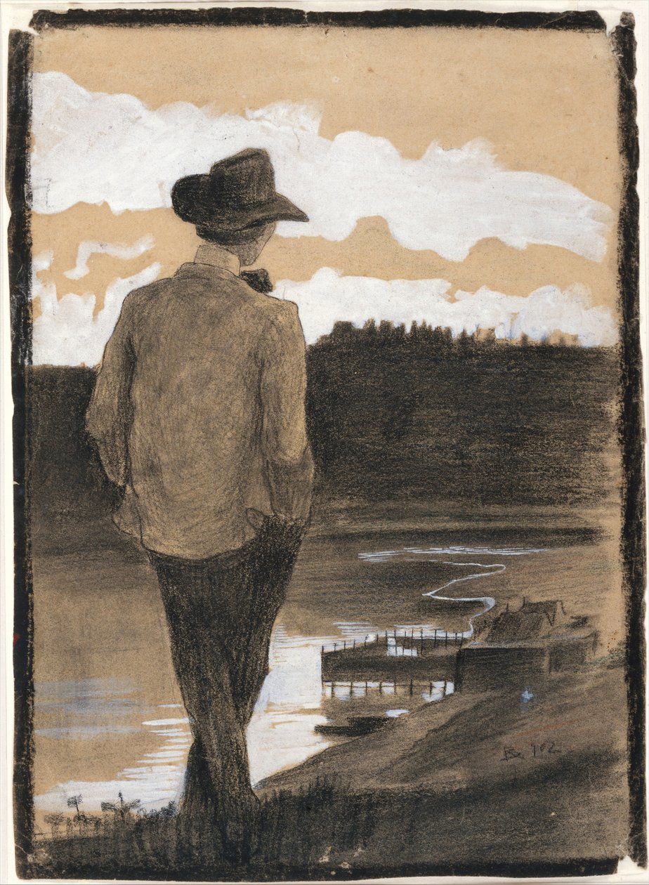 Ung mann på en elvebredd, 1902. av Umberto Boccioni