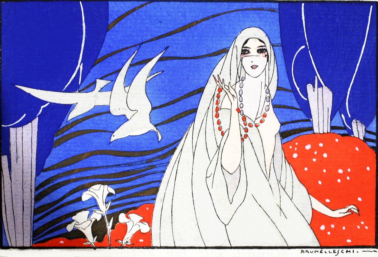 Arabian Nights (pochoir-trykk) av Umberto Brunelleschi