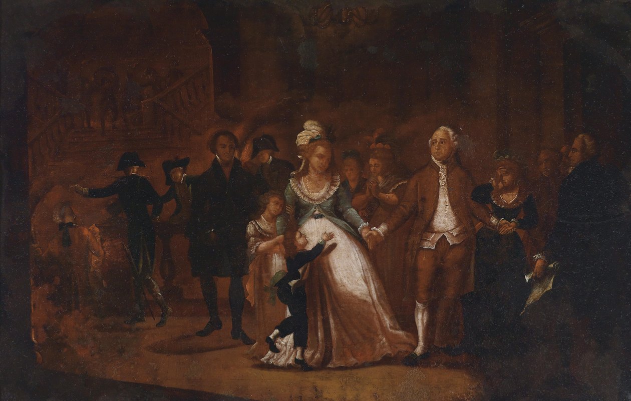 Farvel til kong Louis XVI. fra familien hans i templet av Unbekannt Unbekannt