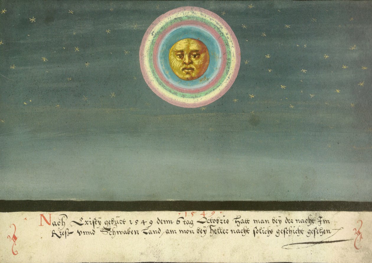 Augsburger Wunderzeichenbuch - Folio 163- Månehalo over Schwaben av Unbekannt Unbekannt
