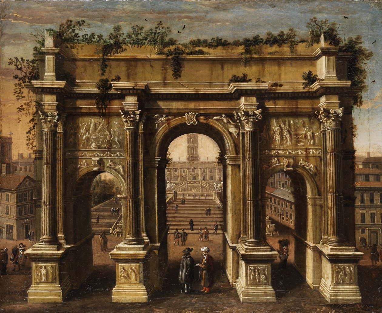 Ideell utsikt over Arch of Septimius Severus og Capitol av Unbekannt Unbekannt