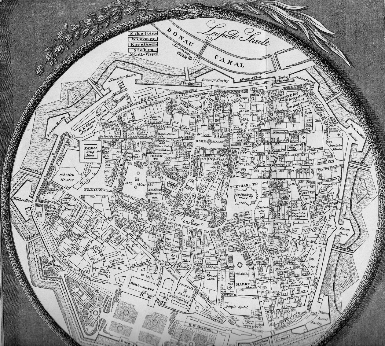 Plan for Wiens indre by, fra 1854 av Unbekannt Unbekannt
