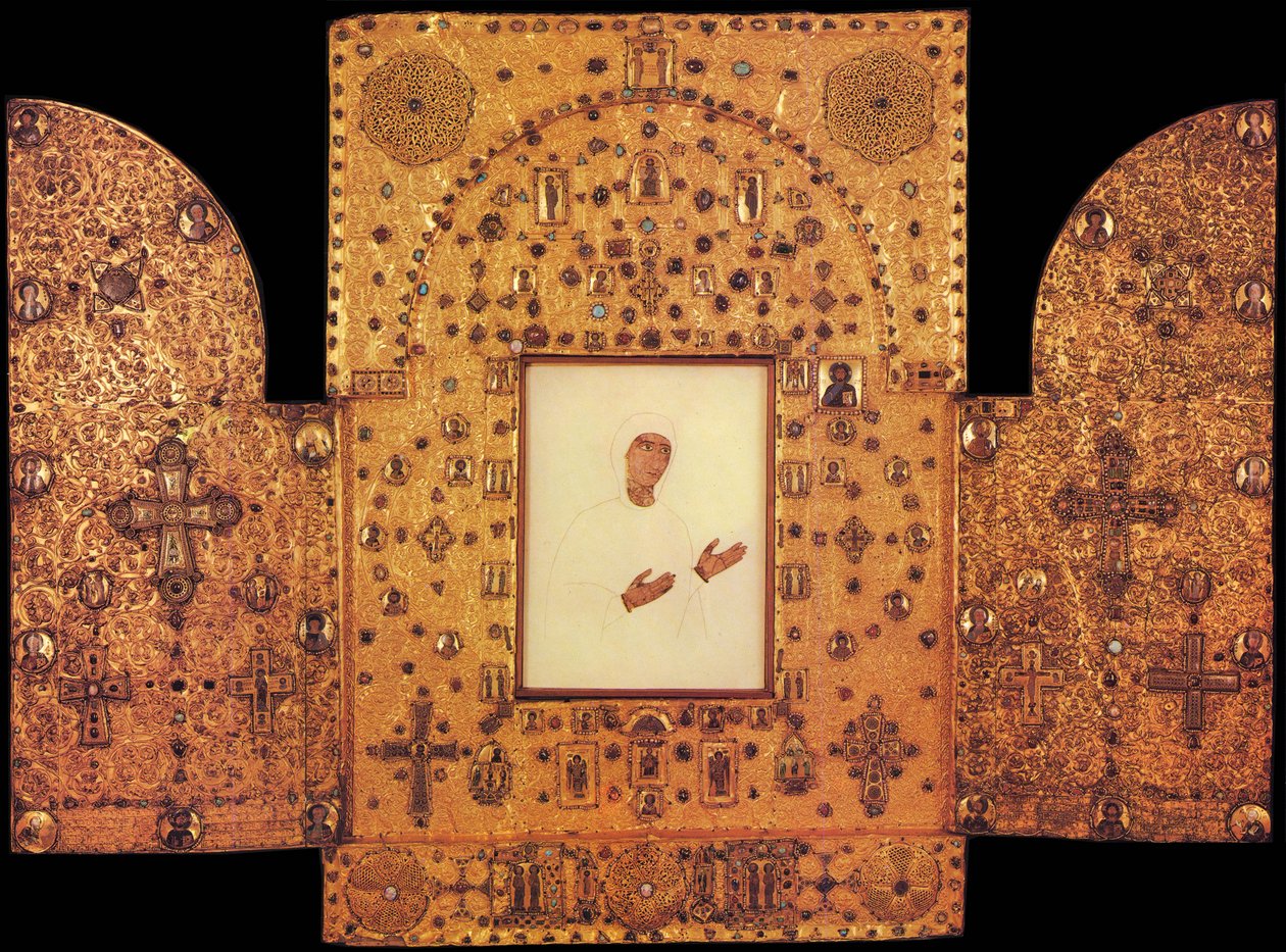 Golden Triptych of Virgin Mary fra Khakhuli -klosteret i Georgia av Unbekannt Unbekannt