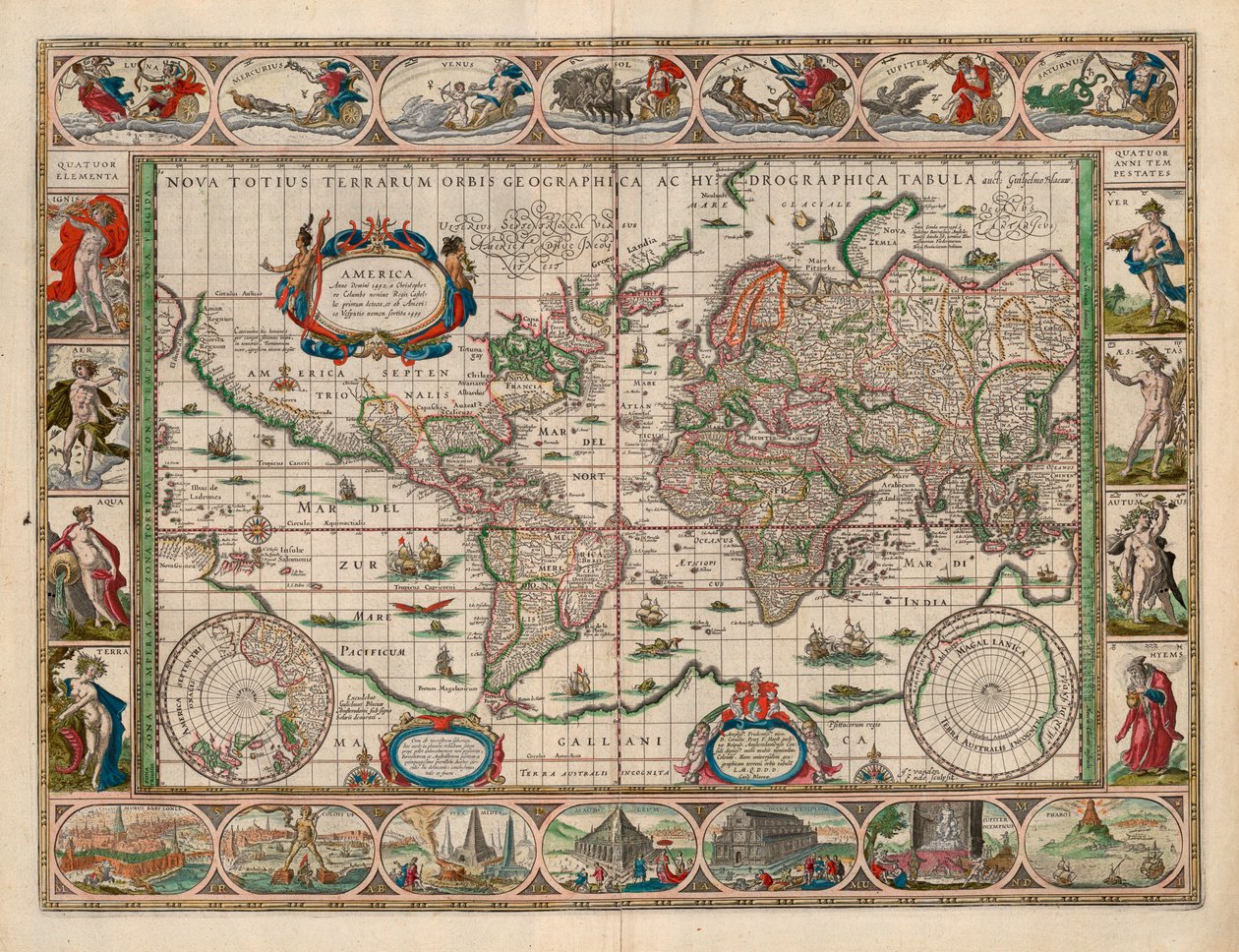 Kart fra Nasjonalbibliotekets kartsamling. Kartet er gitt ut i (1635) og viser Verdenskart av Unbekannt Unbekannt