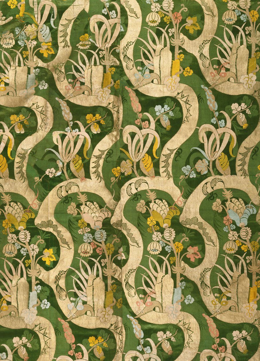 Kunstner, produsent ukjent, italiensk - Vevd tekstil (silke med bisarr design) av Unbekannt Unbekannt