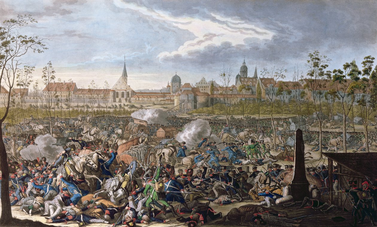 Slaget ved Leipzig, 19. oktober 1813 (fargegravering) av Unbekannt Unbekannt
