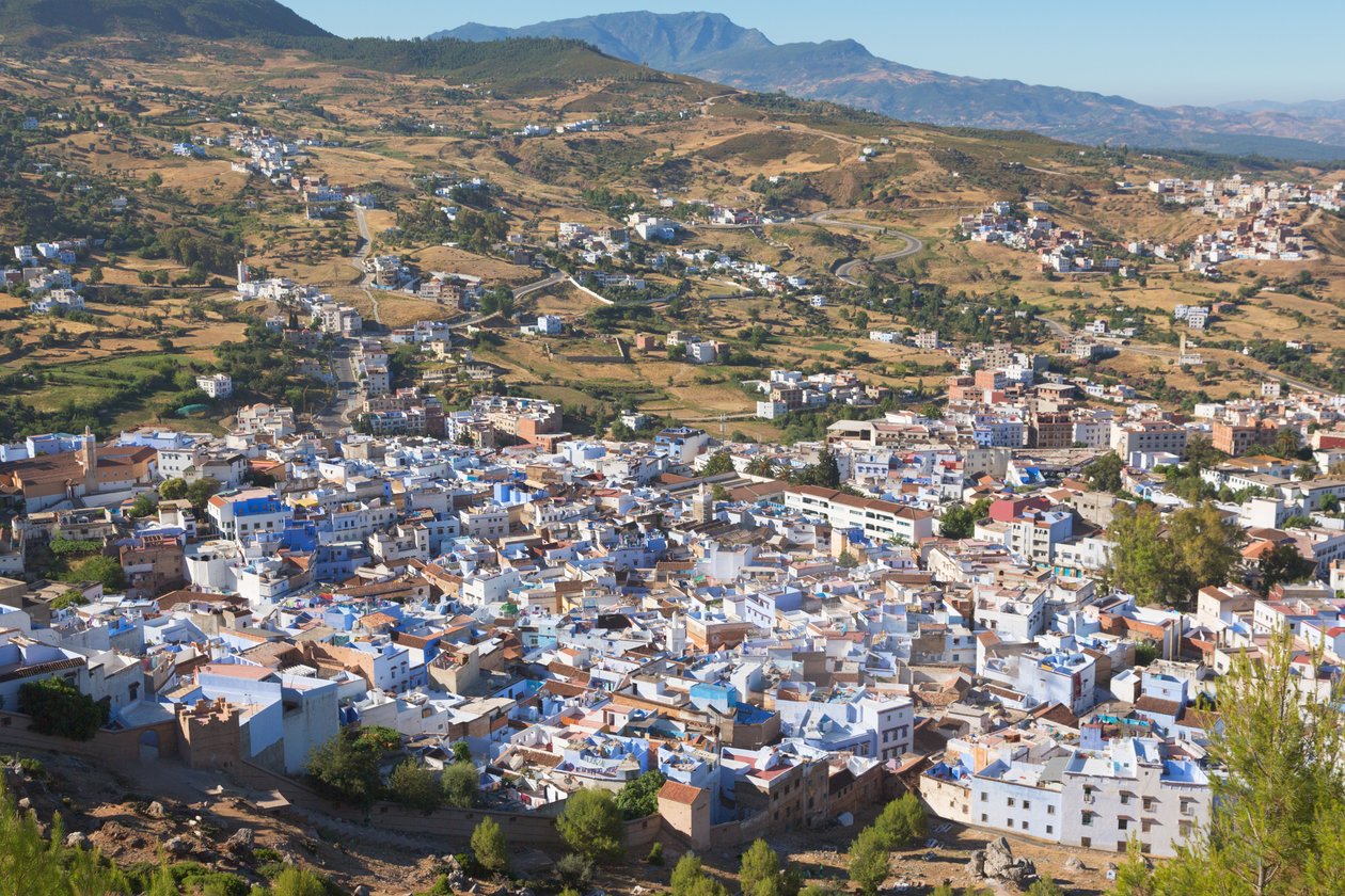 Chefchaouen, Marokko. Samlet utsikt over byen. av Unbekannt Unbekannt