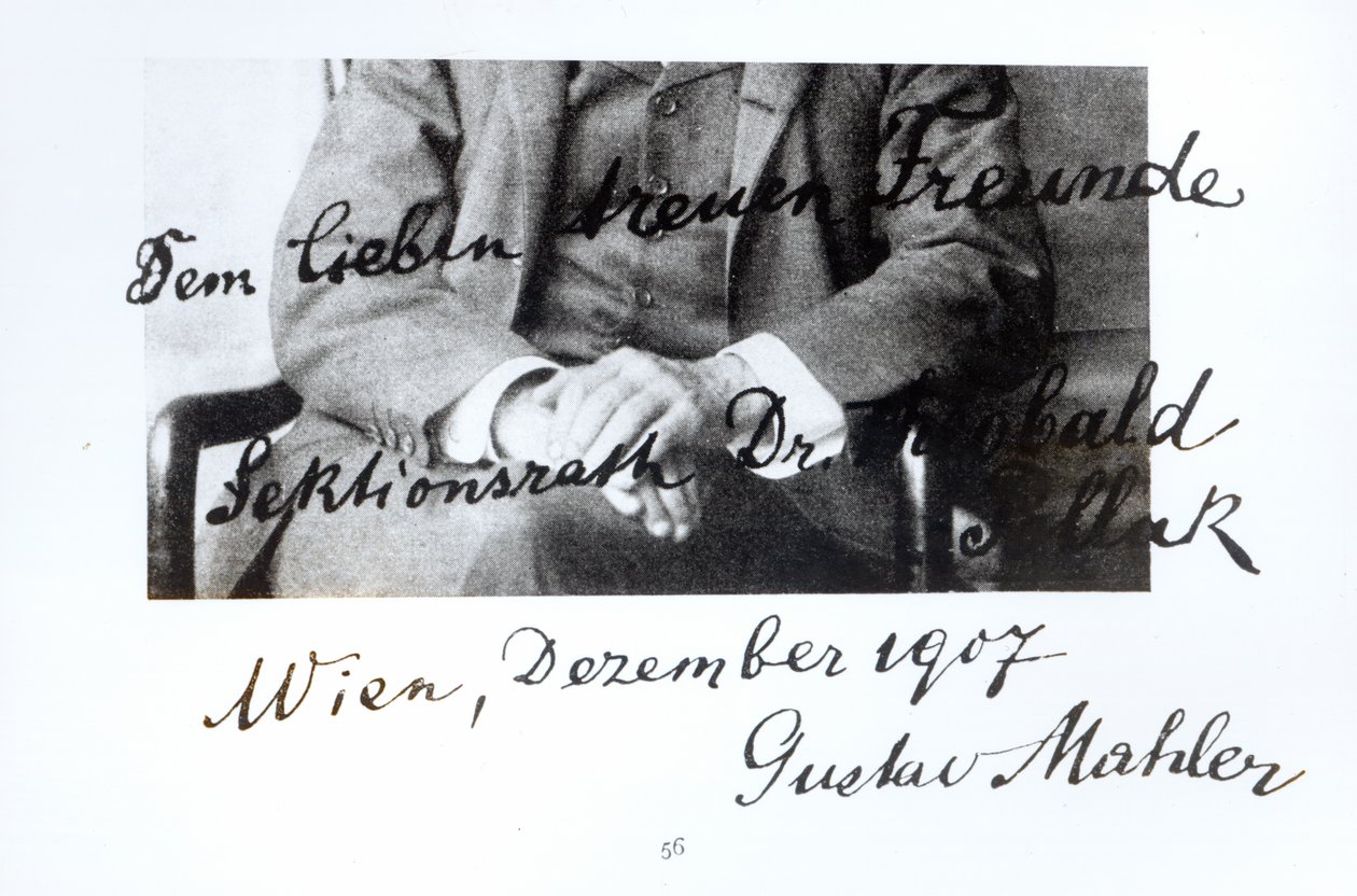 Utdrag fra et brev fra Gustav Mahler (1860-1911), desember 1907 (penn og blekk på papir) (bw-foto) av Unbekannt Unbekannt