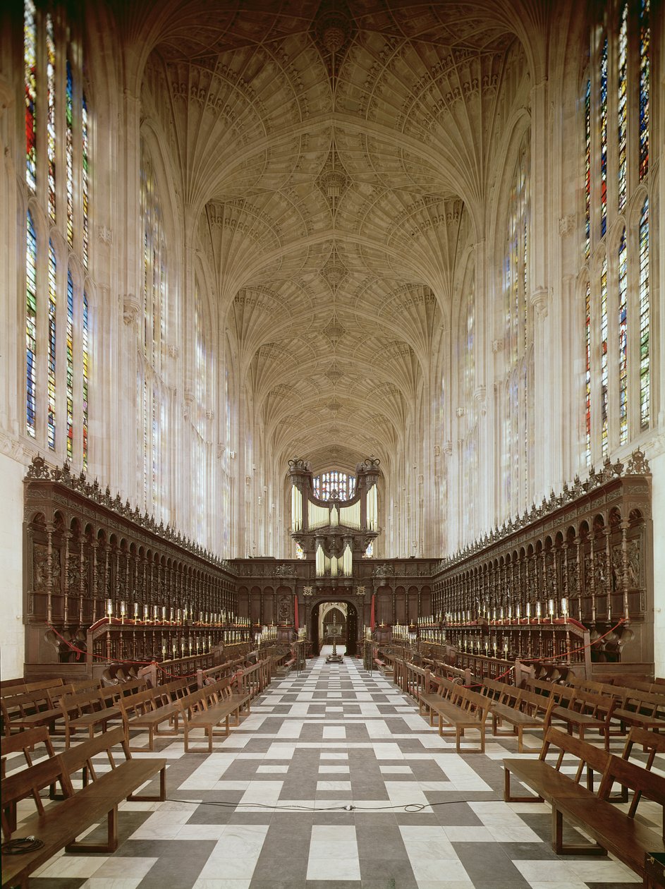 Interiør av Kings College Chapel, Cambridge 1446-1515-bilde av Unbekannt Unbekannt