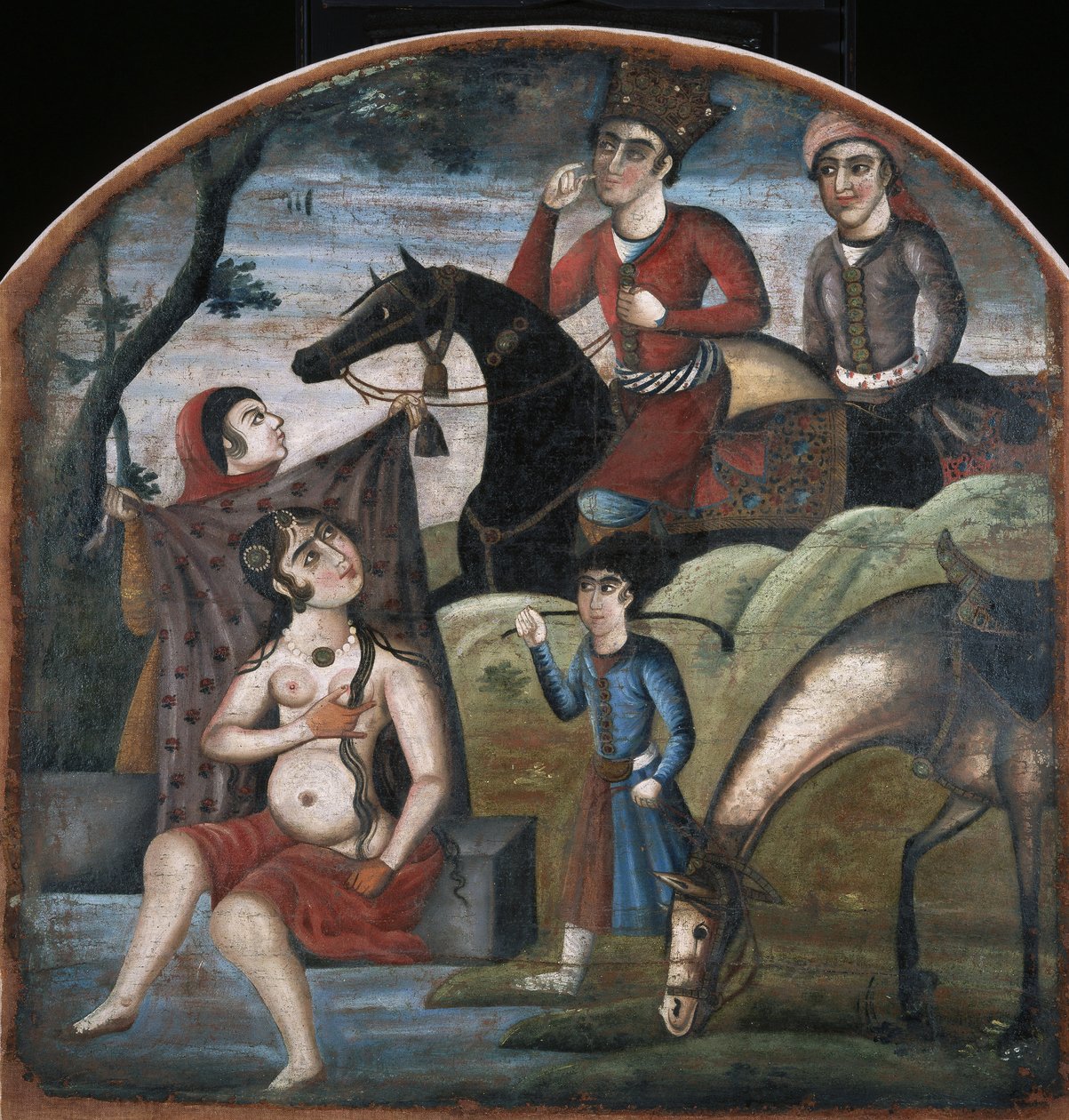 Khusraw oppdager Shirin Bathing, From Pictorial Cycle of Eight Poetic Subjects av Unbekannt Unbekannt