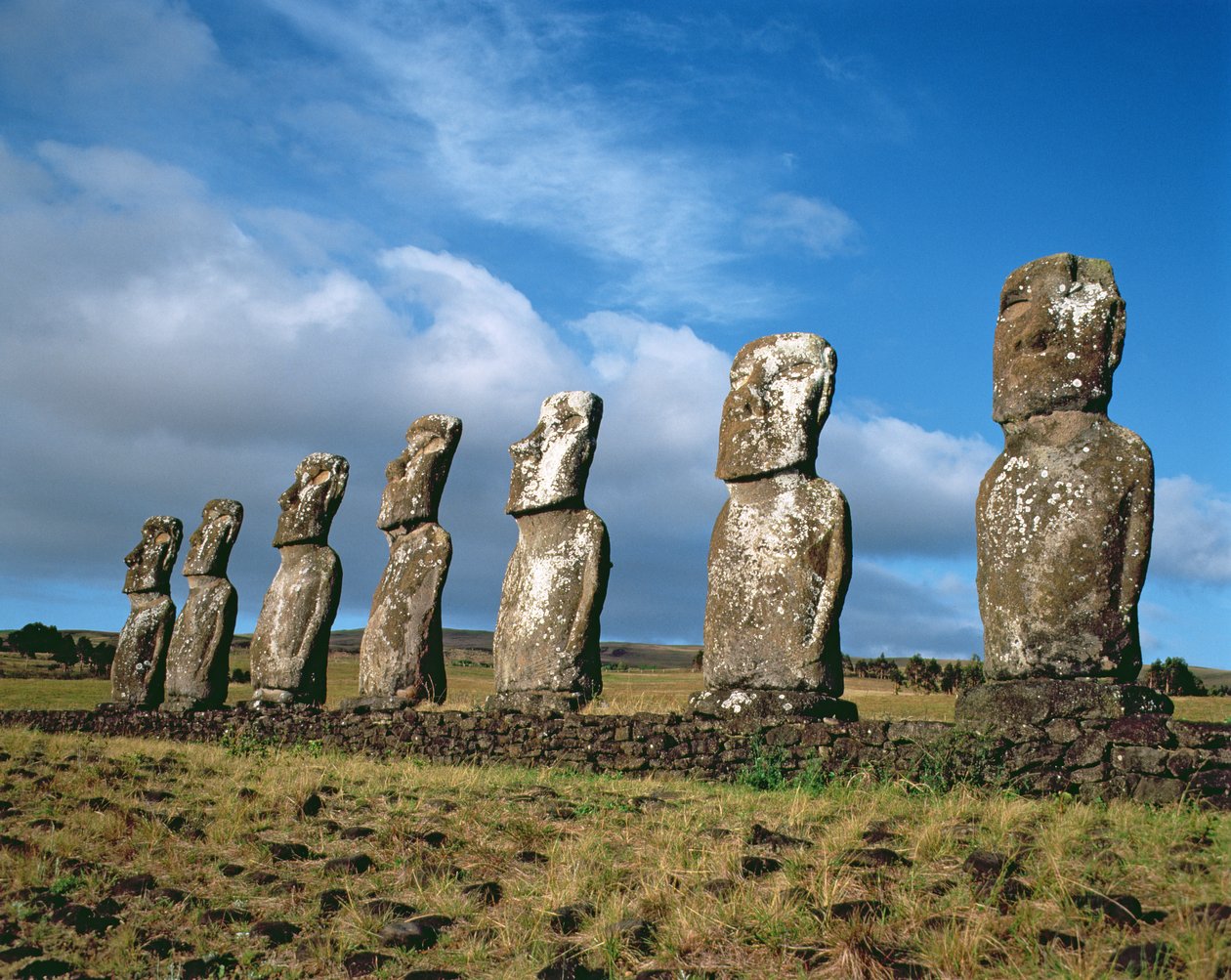 Monolittiske statuer på Ahu Akivi, ca. 1000-1600 (bilde) av Unbekannt Unbekannt