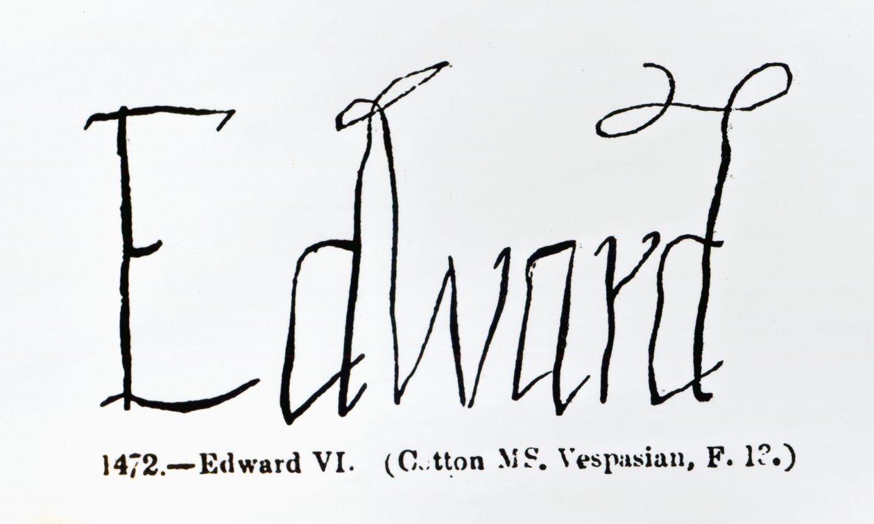 Reproduksjon av signaturen til Edward VI (1537-1553) av Unbekannt Unbekannt