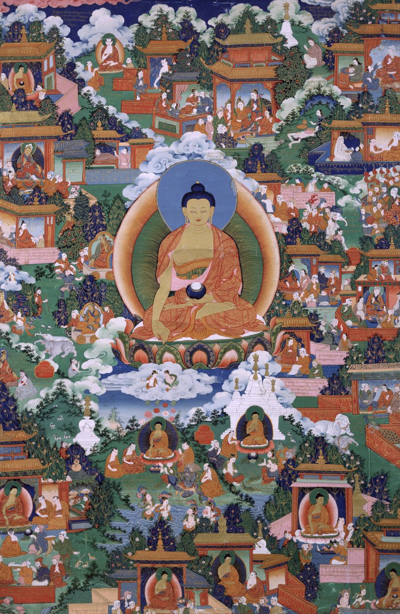 Shakyamuni Buddha med Avadana Legend Scenes av Unbekannt Unbekannt