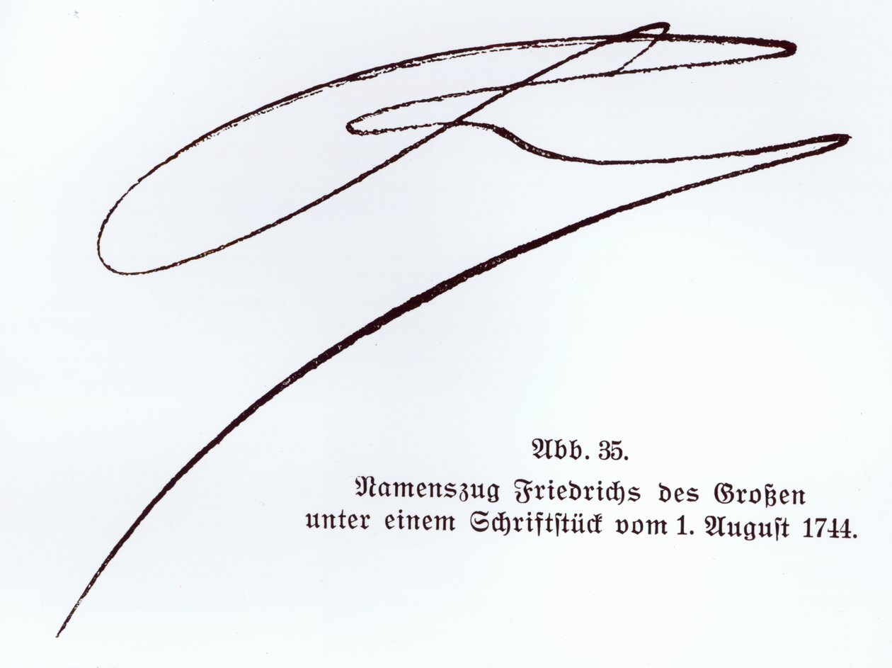 Signatur av Fredrik den store, konge av Preussen, 1. august 1744 av Unbekannt Unbekannt