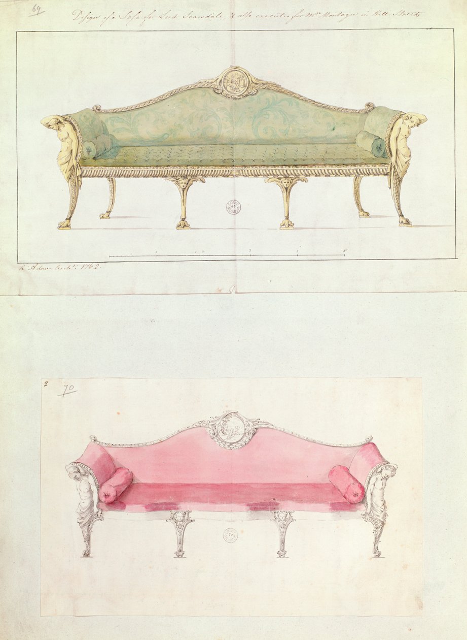 Sofa designet av Robert Adam, 1770-tallet av Unbekannt Unbekannt