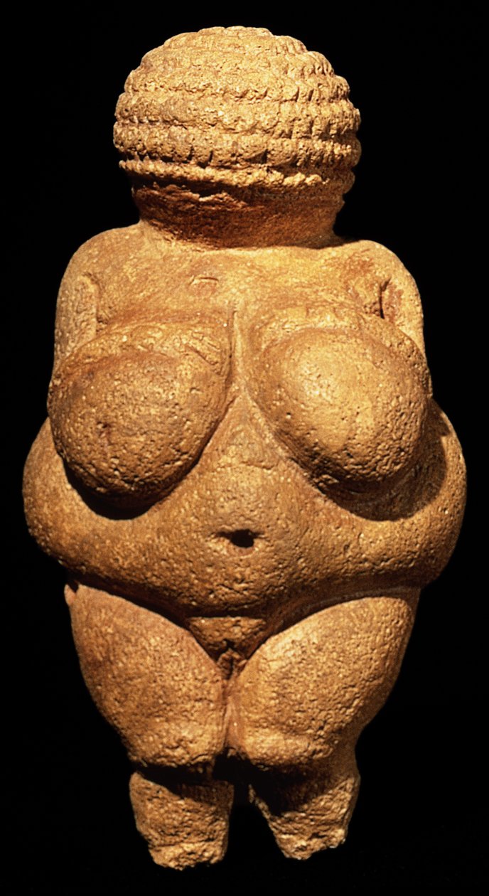 The Venus of Willendorf, fruktbarhetssymbol, førhistorisk skulptur, 30000-25000 f.Kr. (sett forfra) av Unbekannt Unbekannt