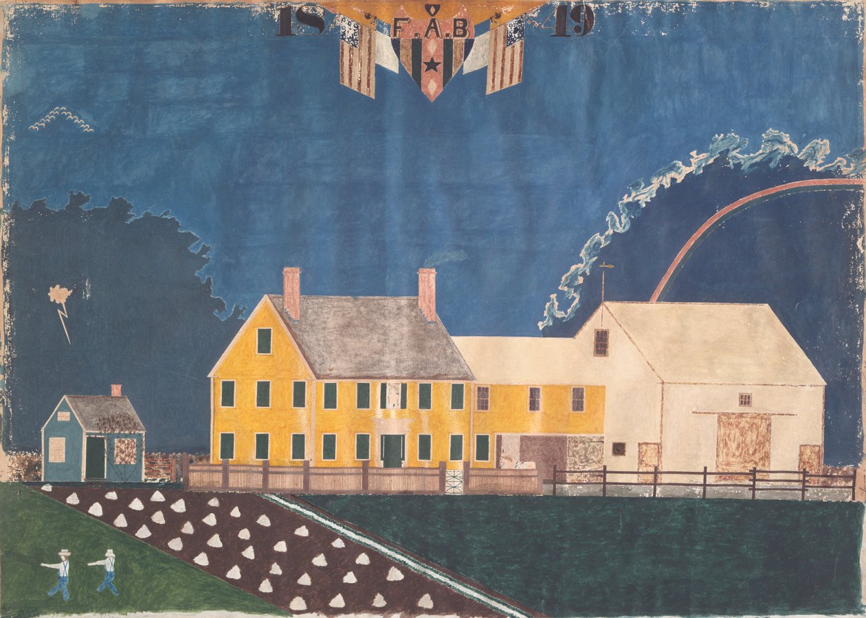 Uidentifisert artist - Farmstead in Passing Storm av Unbekannt Unbekannt
