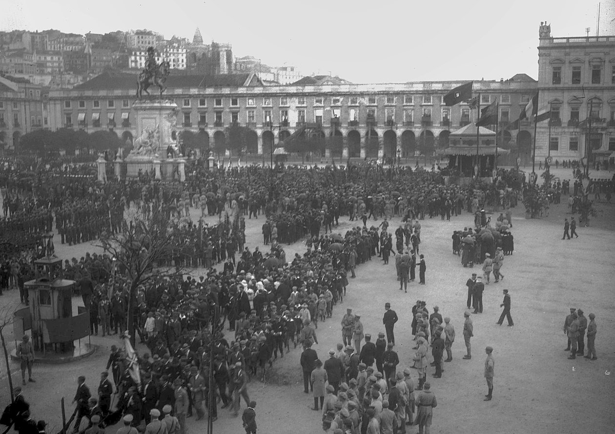 Seiersfeiring i Praca do Comercio, Lisboa, 1918 av Unbekannt Unbekannt