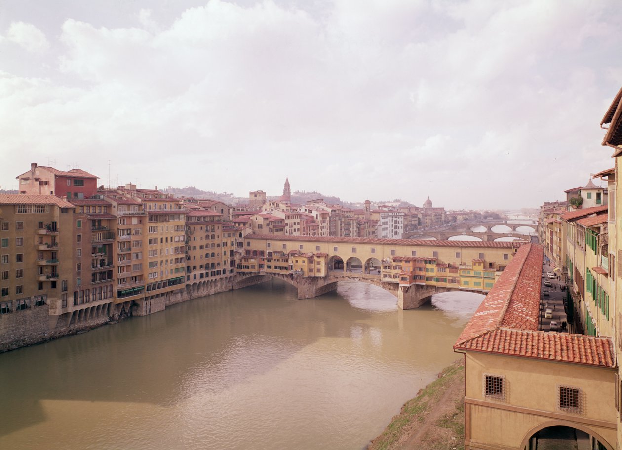 Utsikt over Arno og Ponte Vecchio av Unbekannt Unbekannt