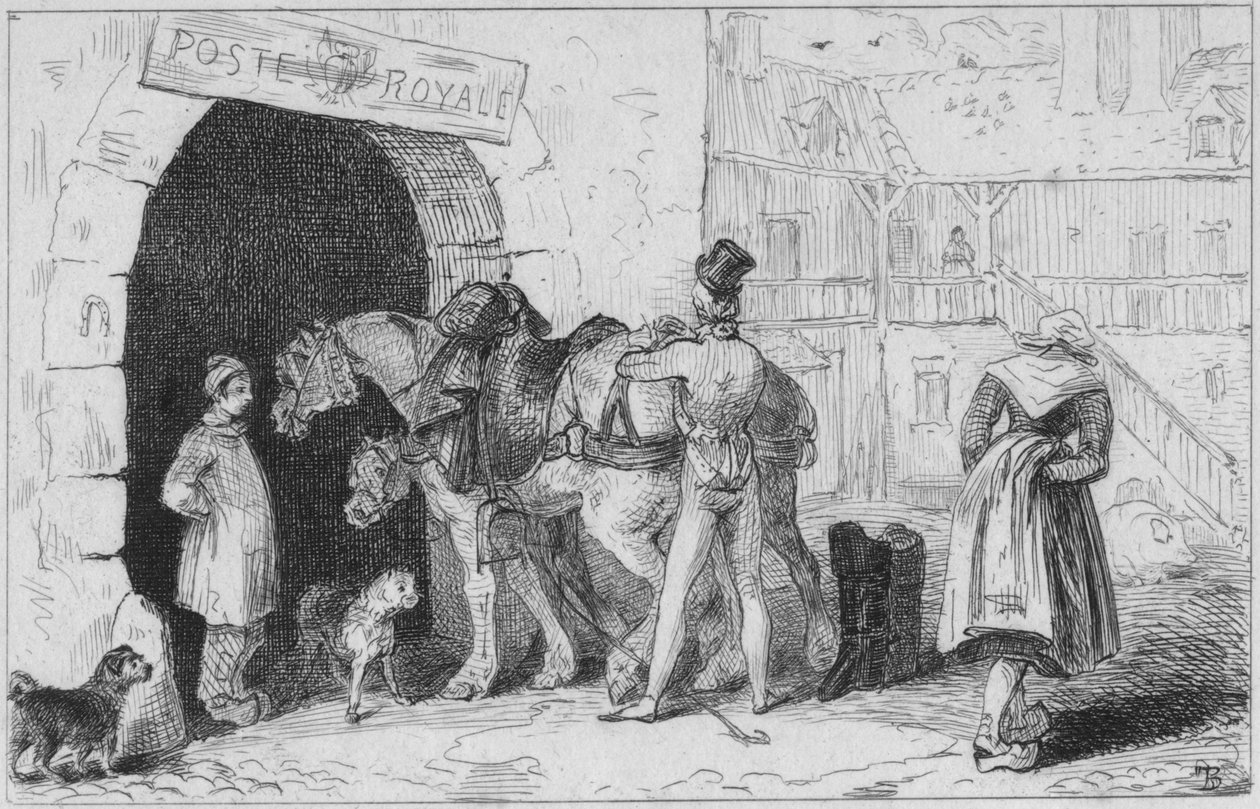 Et fransk posthus, sent på 1700-tallet - begynnelsen av 1800-tallet. av Unbekannt