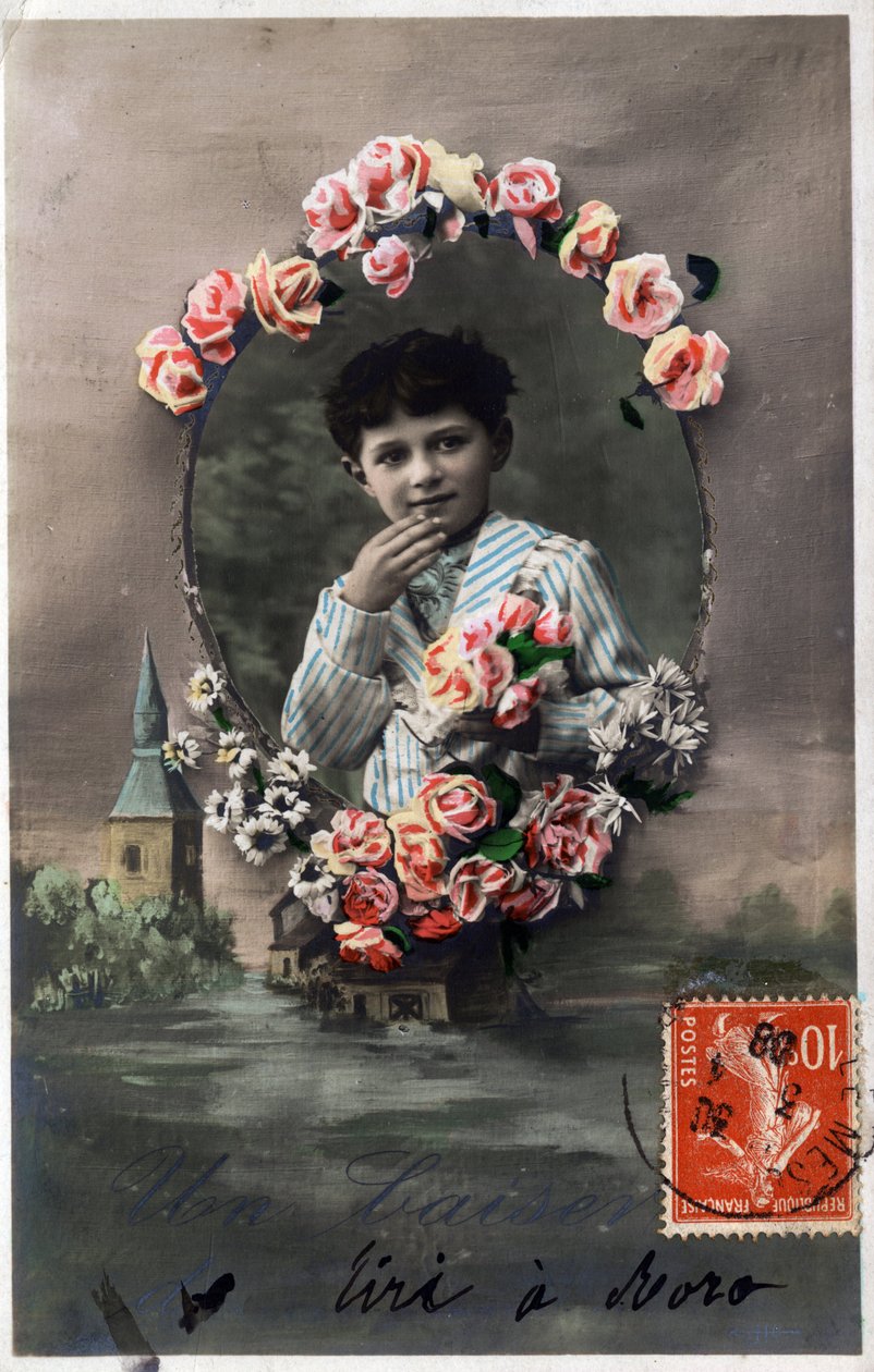 A Kiss - Postkort datert 1908 av Unbekannt