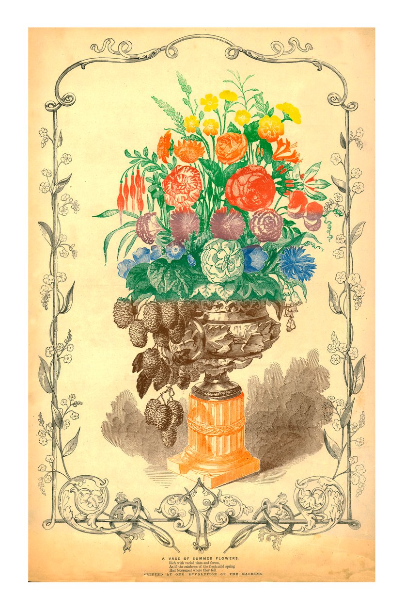 En vase med sommerblomster, 1849. av Unbekannt