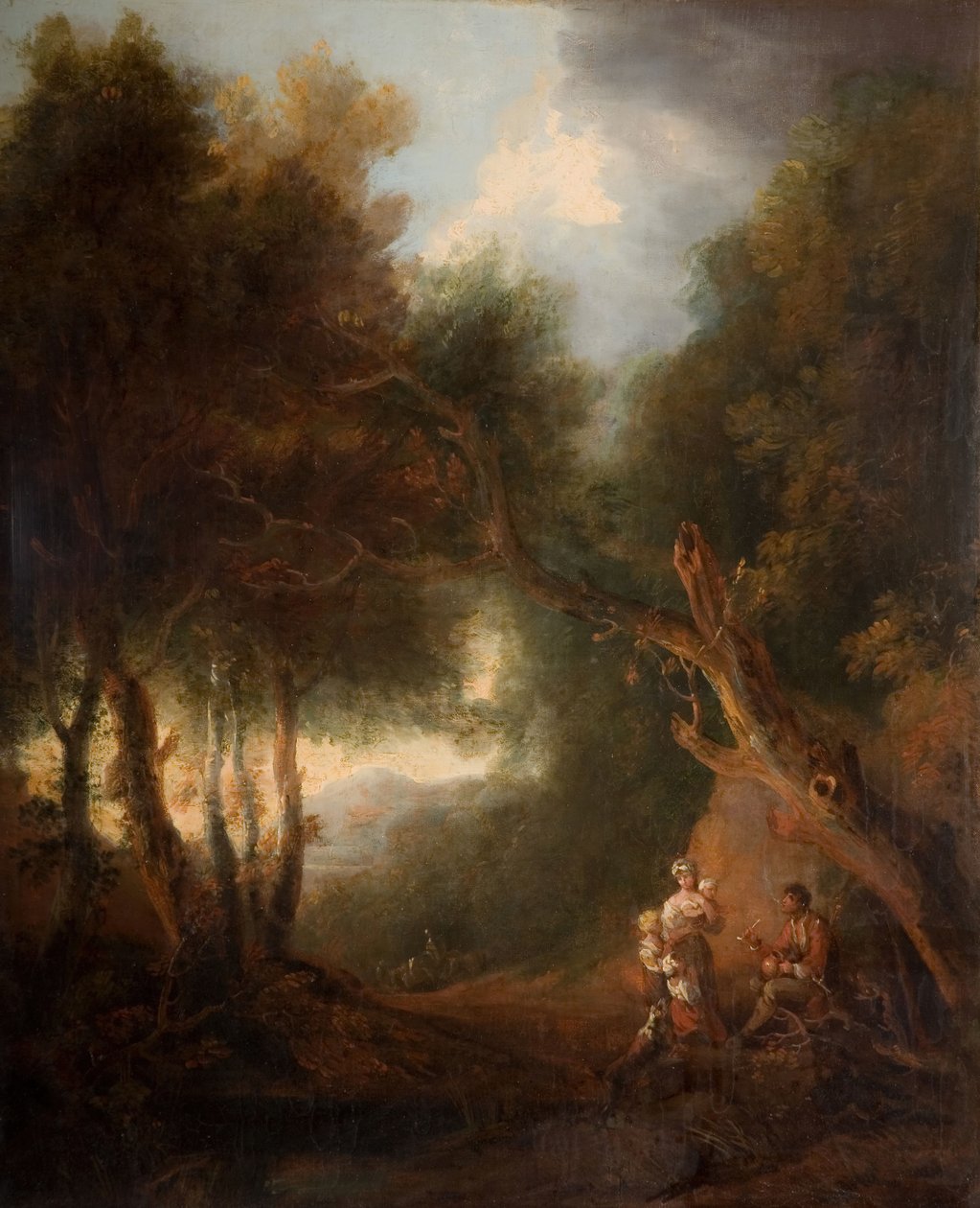 Et skogslandskap, høstkveld, trolig ca. 1800. av Unbekannt