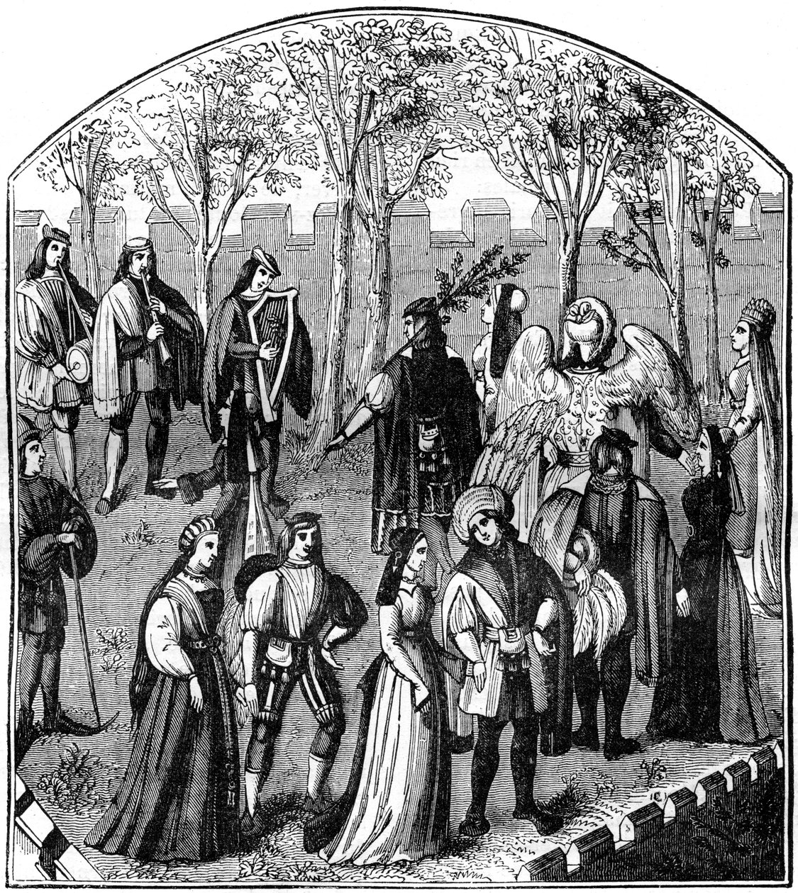 En dans i en hage, 1200-1400-tallet 1882-1884 av Unbekannt