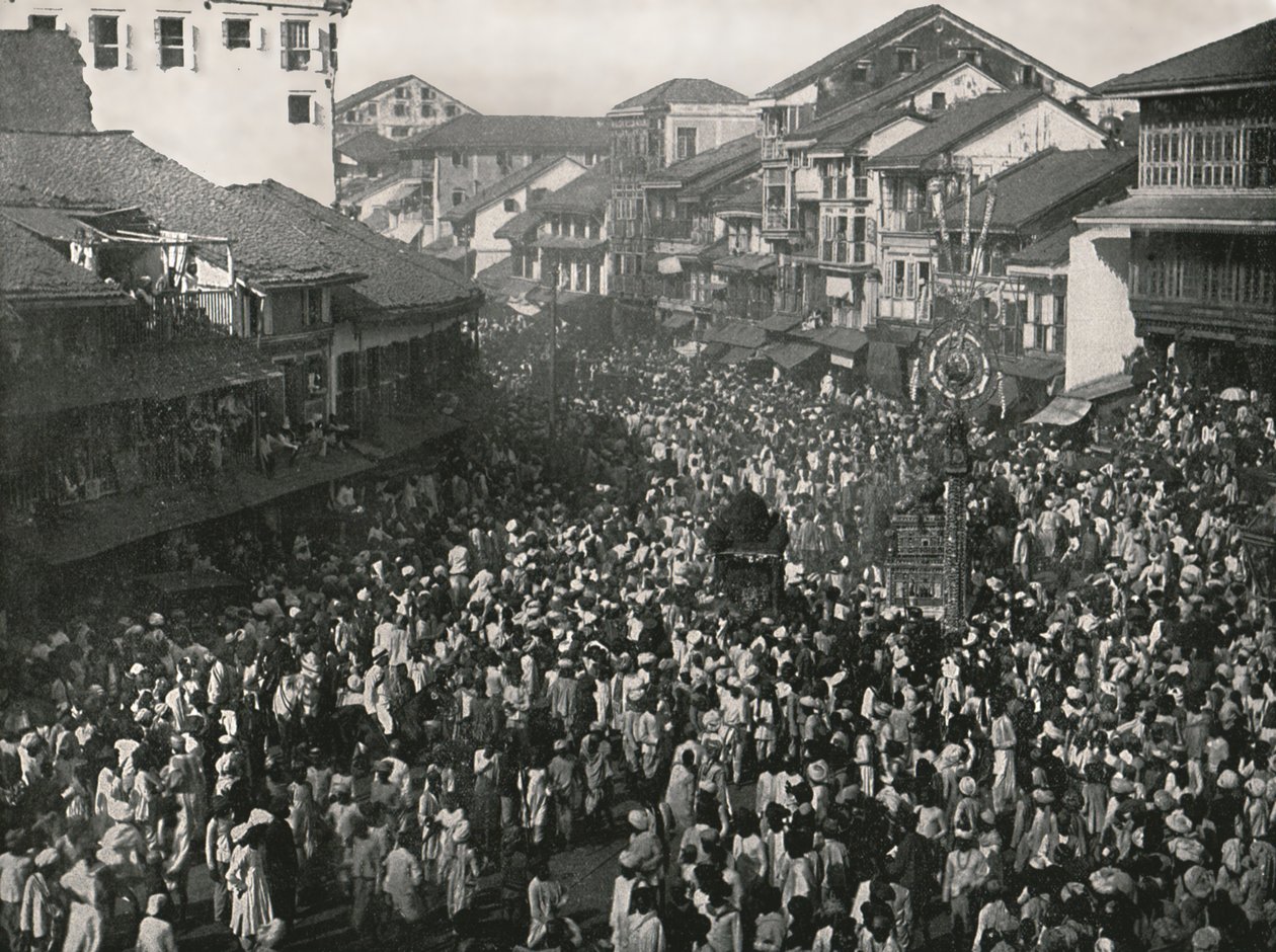 En stor innfødt prosesjon, Bombay, India, 1895. av Unbekannt