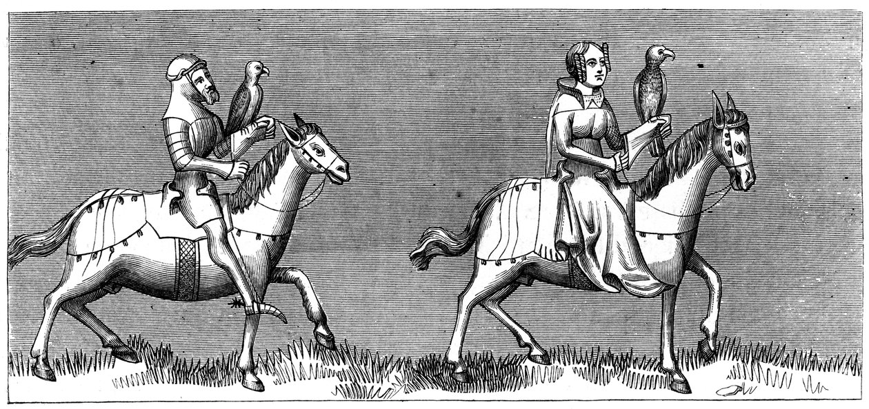 En dame som setter ut på jakt, 1300-tallet 1849 av Unbekannt
