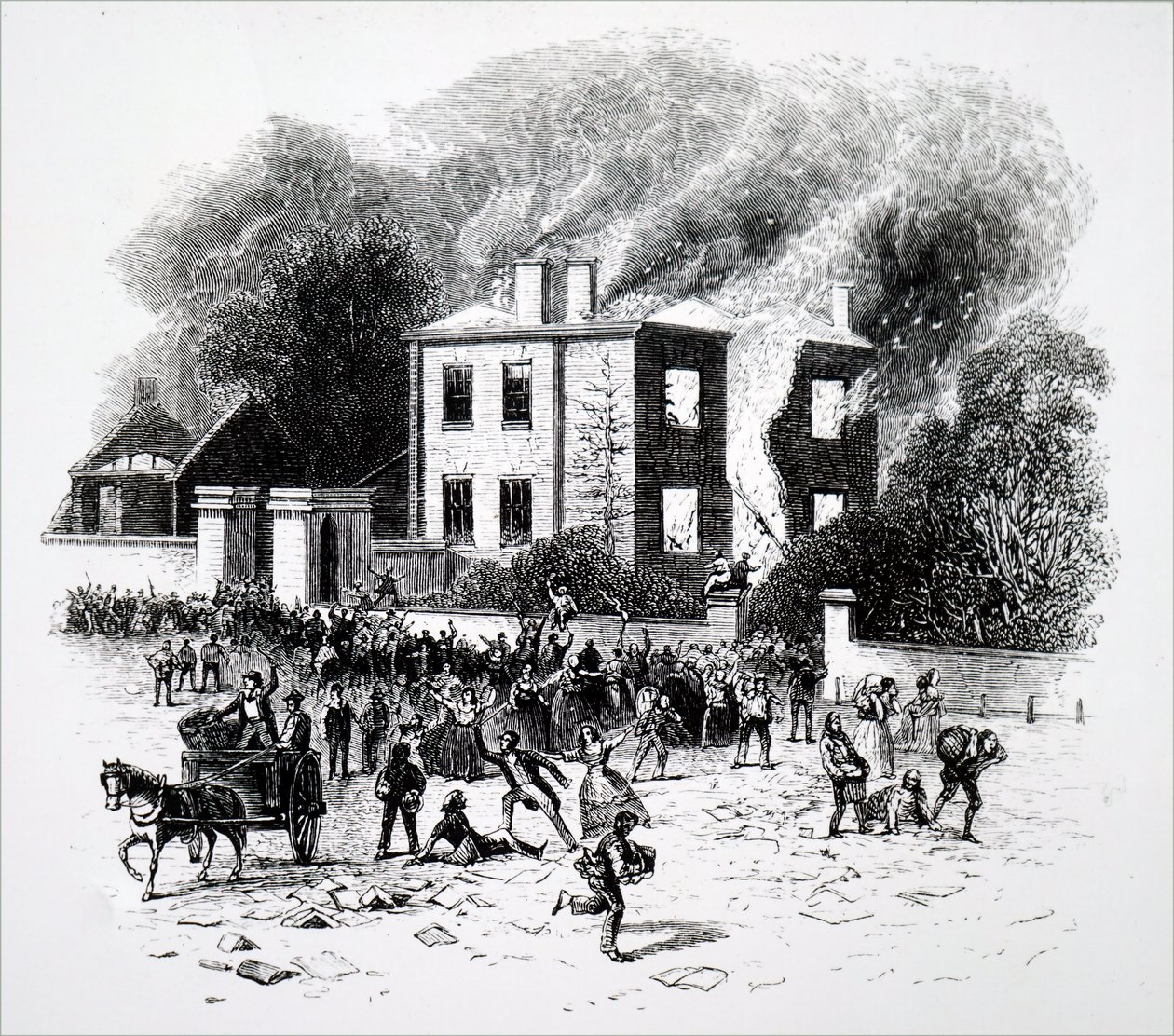 En scene fra Birmingham-opptøyene i 1791. av Unbekannt