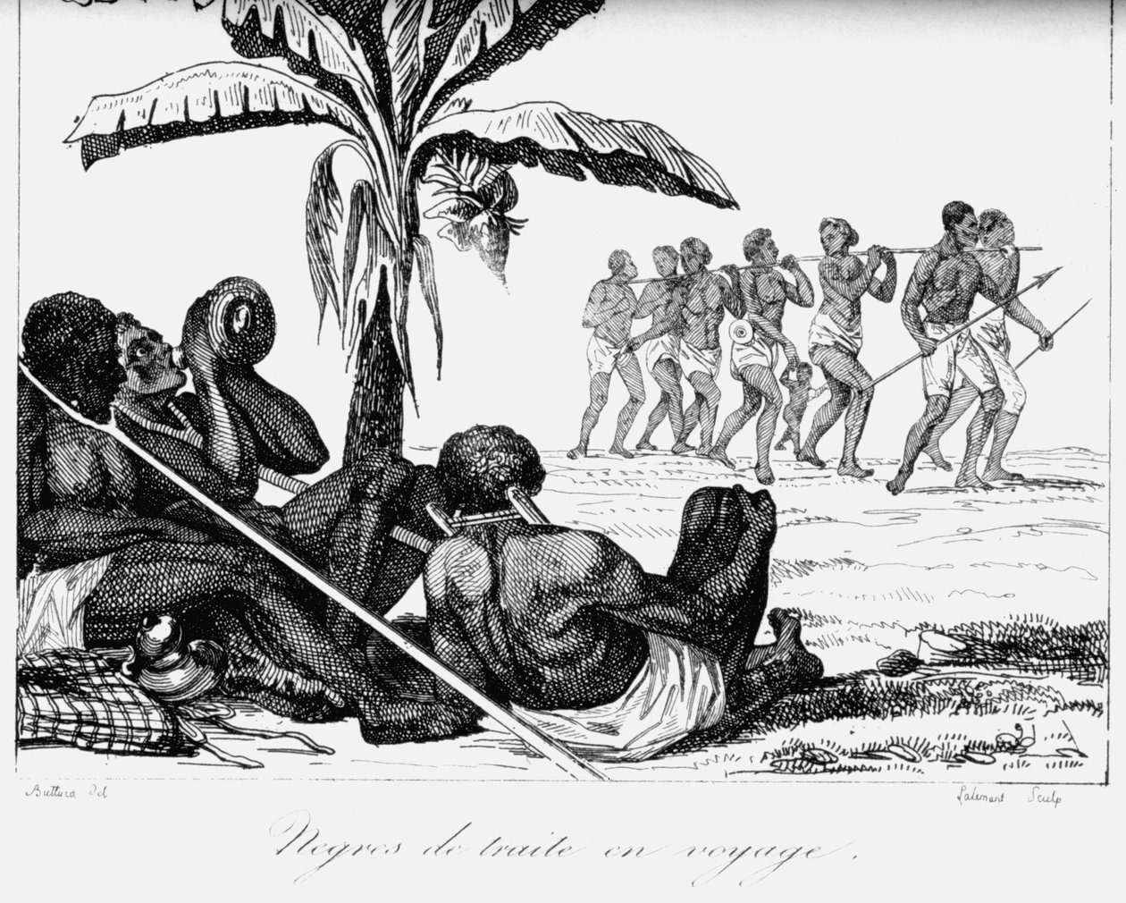 En slavekonvoi, Afrika, 1800-tallet av Unbekannt