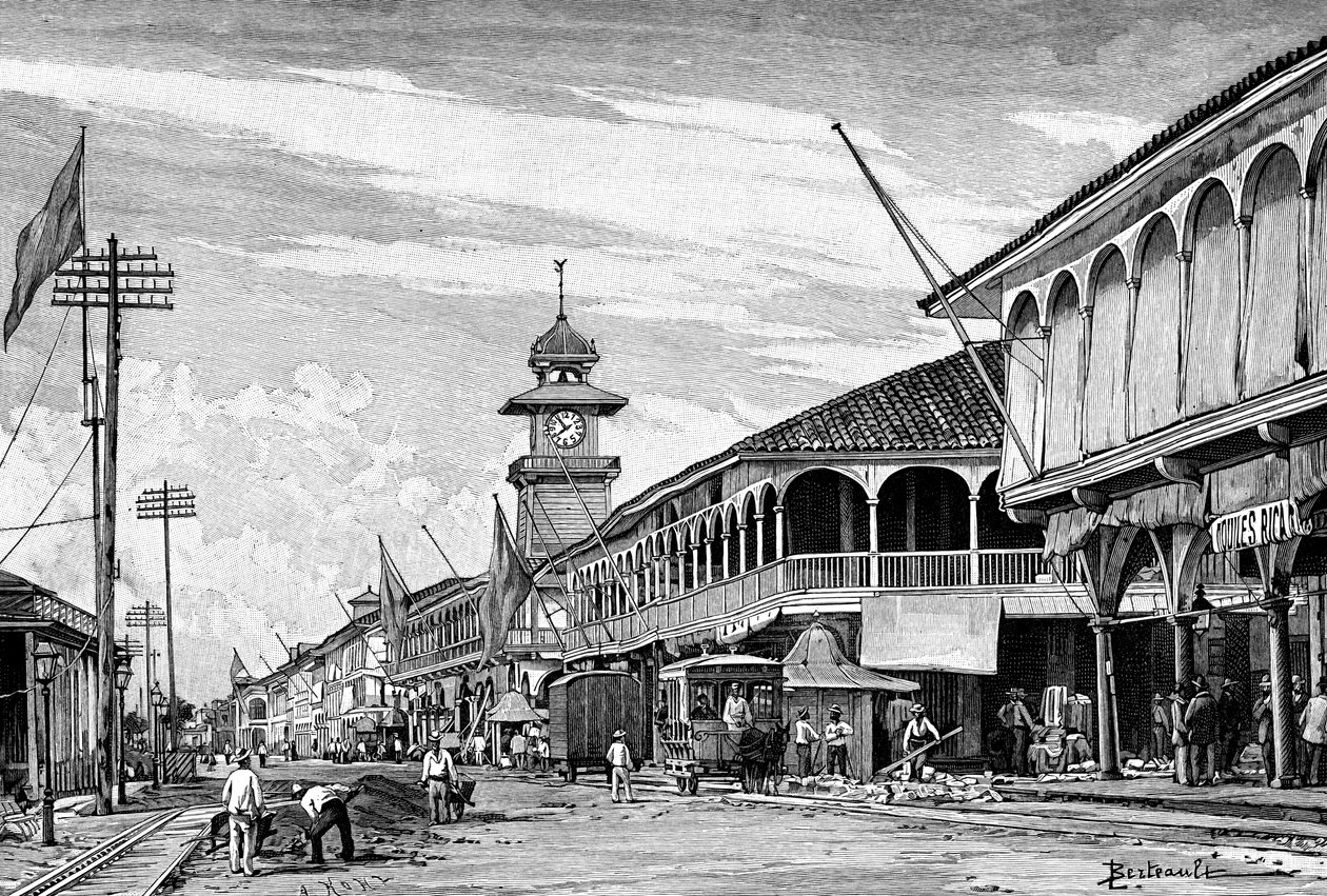 En gate i Guayaquil, Ecuador, 1895 av Unbekannt