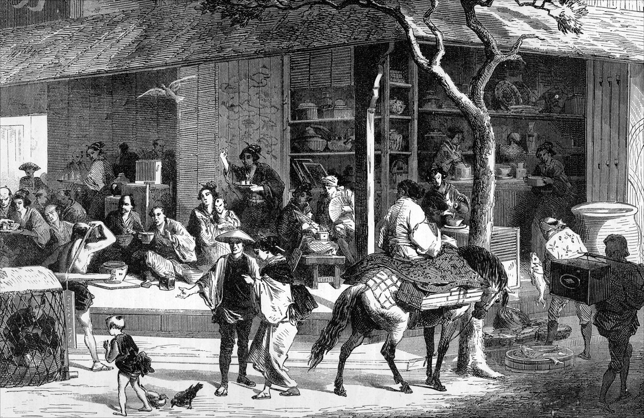 Et temarked i Japan, c1880 av Unbekannt