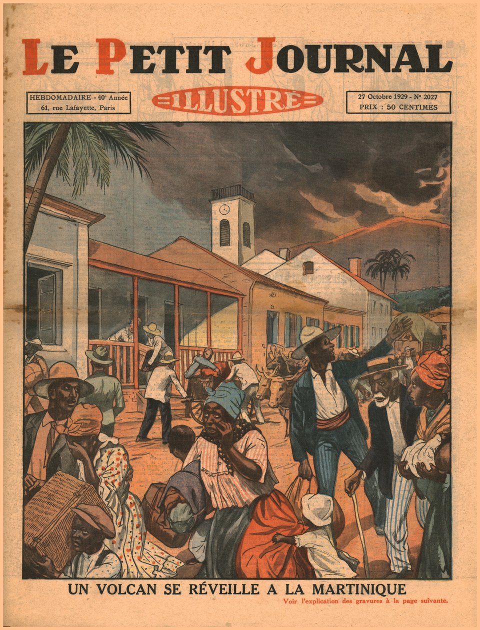 En vulkan har et utbrudd på Martinique, 1929. av Unbekannt
