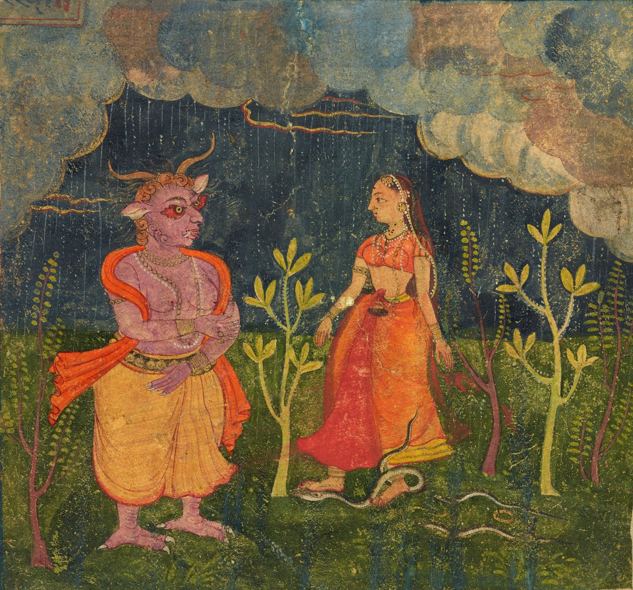Abhisarika Nayika, Folio fra en Rasikpriya, ca. 1615-1625. av Unbekannt