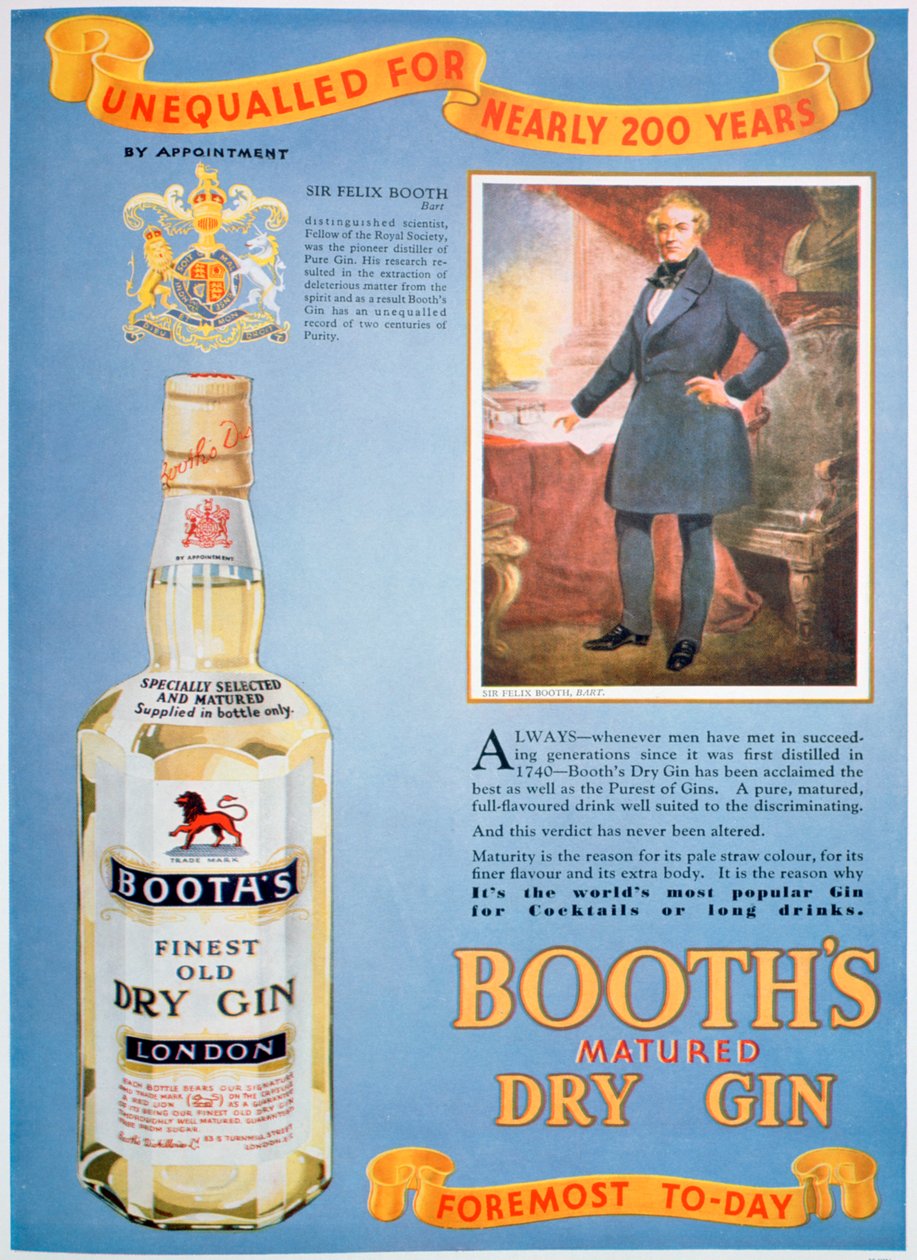 Annonse for Booths gin, 1935 av Unbekannt
