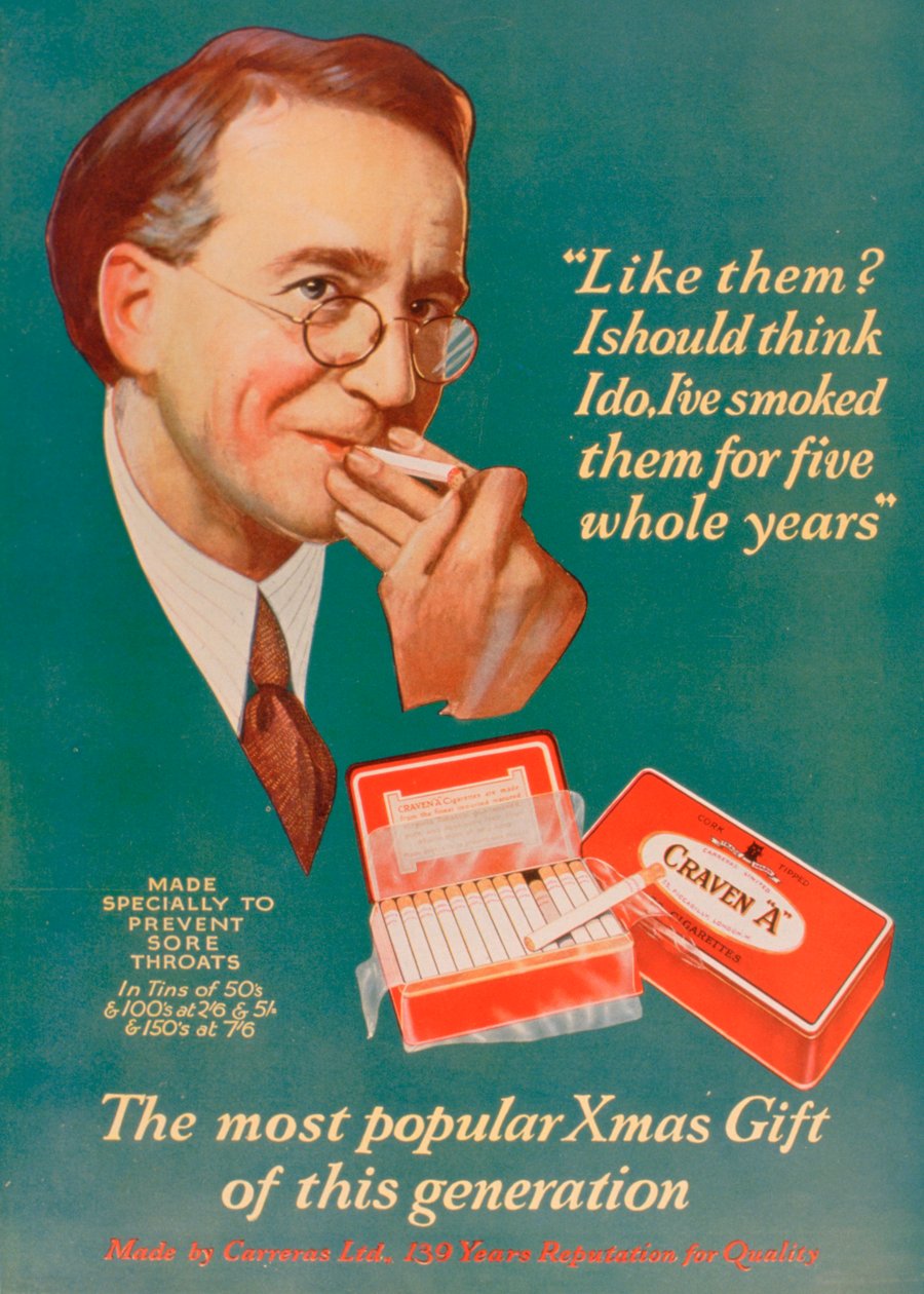 Annonse for Craven A-sigaretter, 1927 av Unbekannt