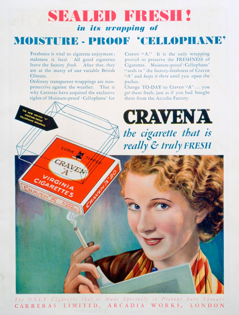 Annonse for Craven A-sigaretter, 1931 av Unbekannt