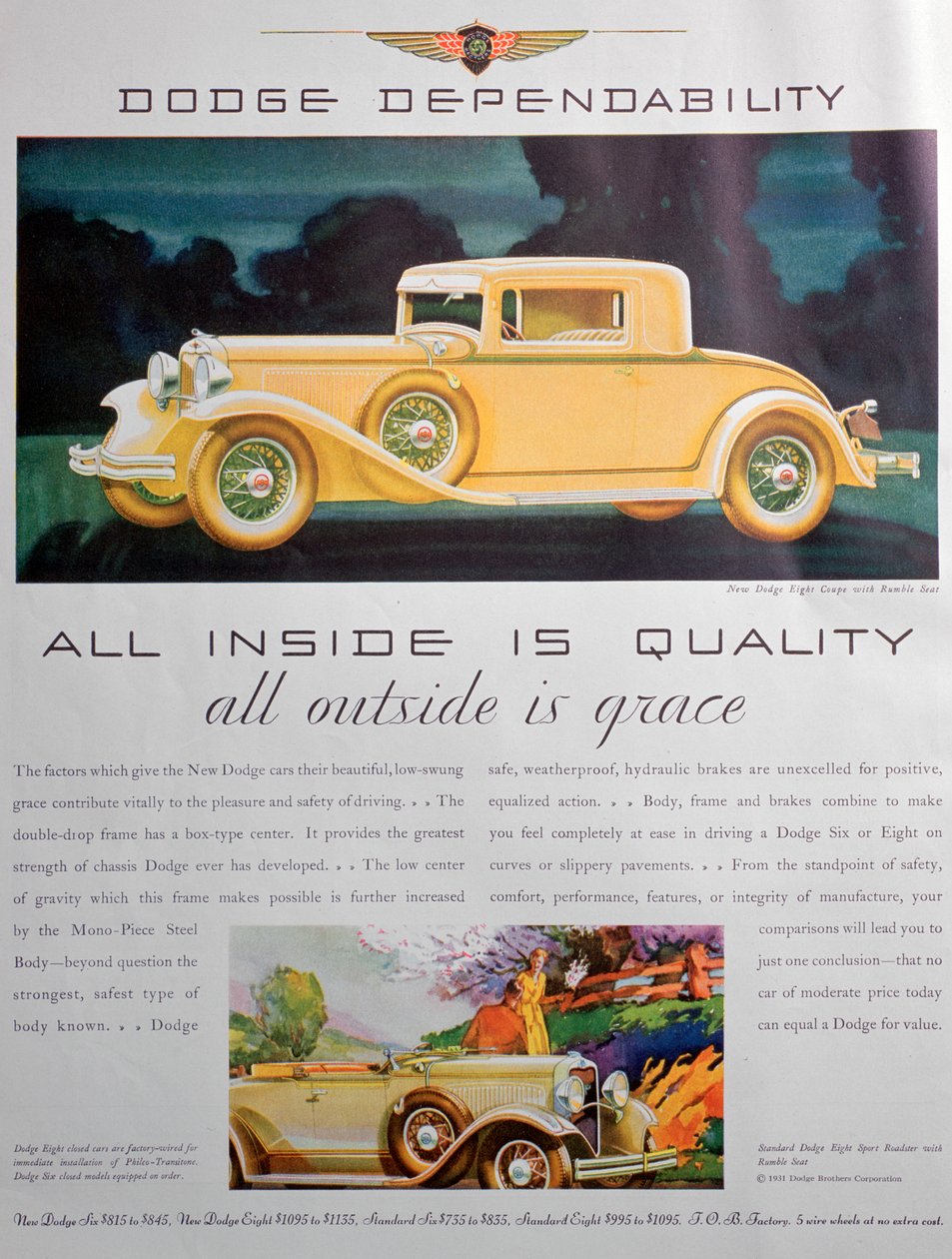Annonse for Dodge-biler, 1931 av Unbekannt