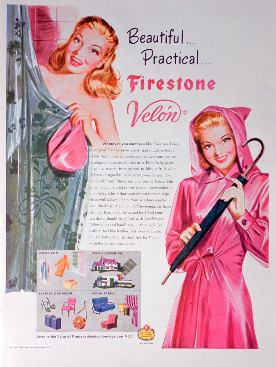 Annonse for Firestone Velon, 1947 av Unbekannt