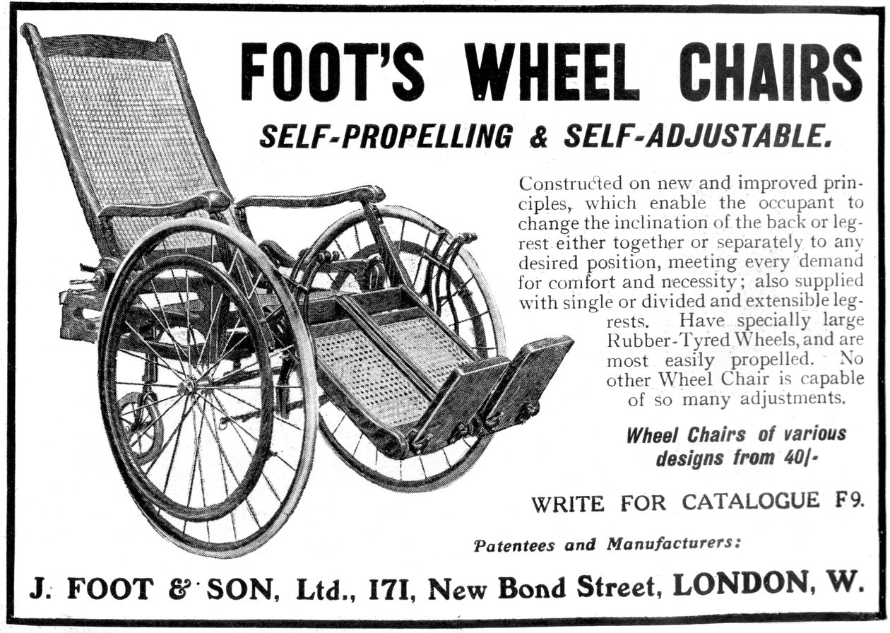 Annonse for Foots rullestoler, 1910 av Unbekannt