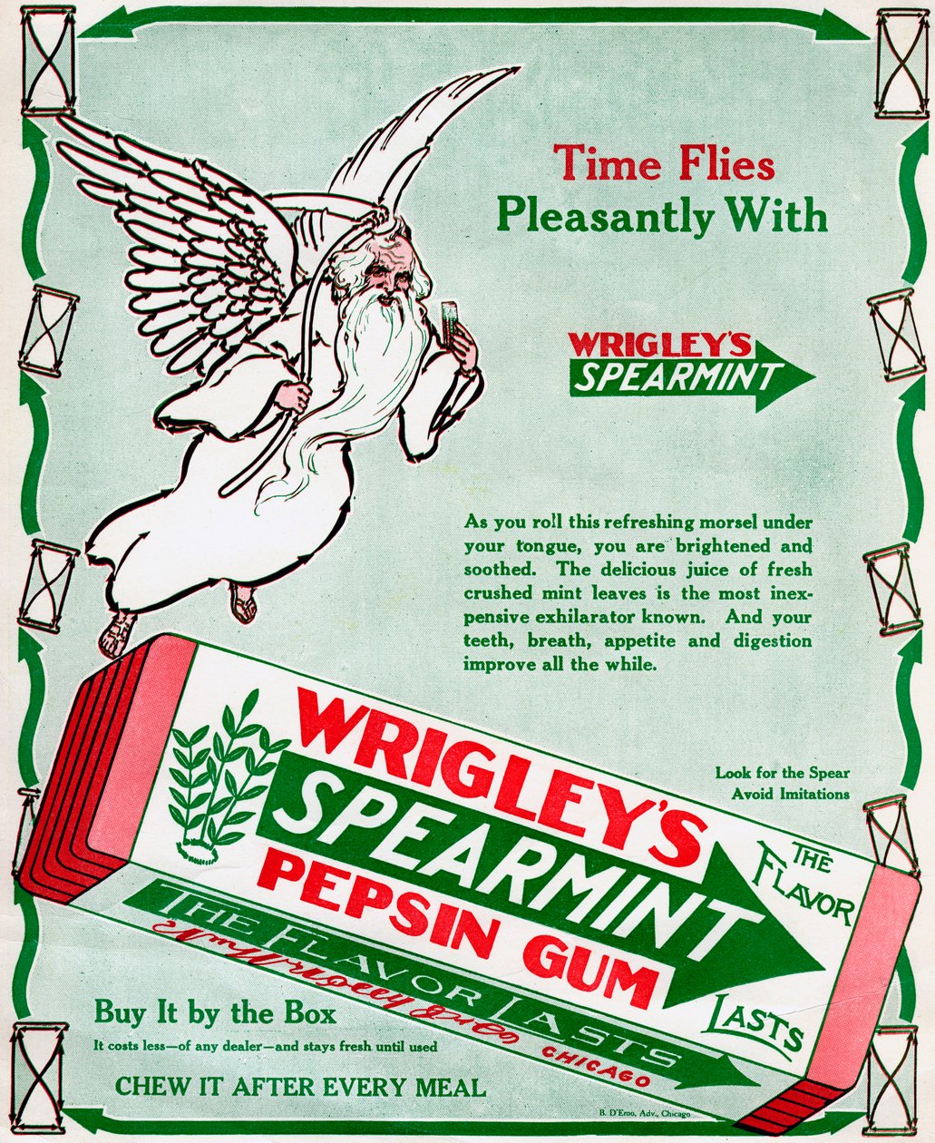 Annonse for Wrigleys Spearmint Pepsin Gum, 1913 av Unbekannt