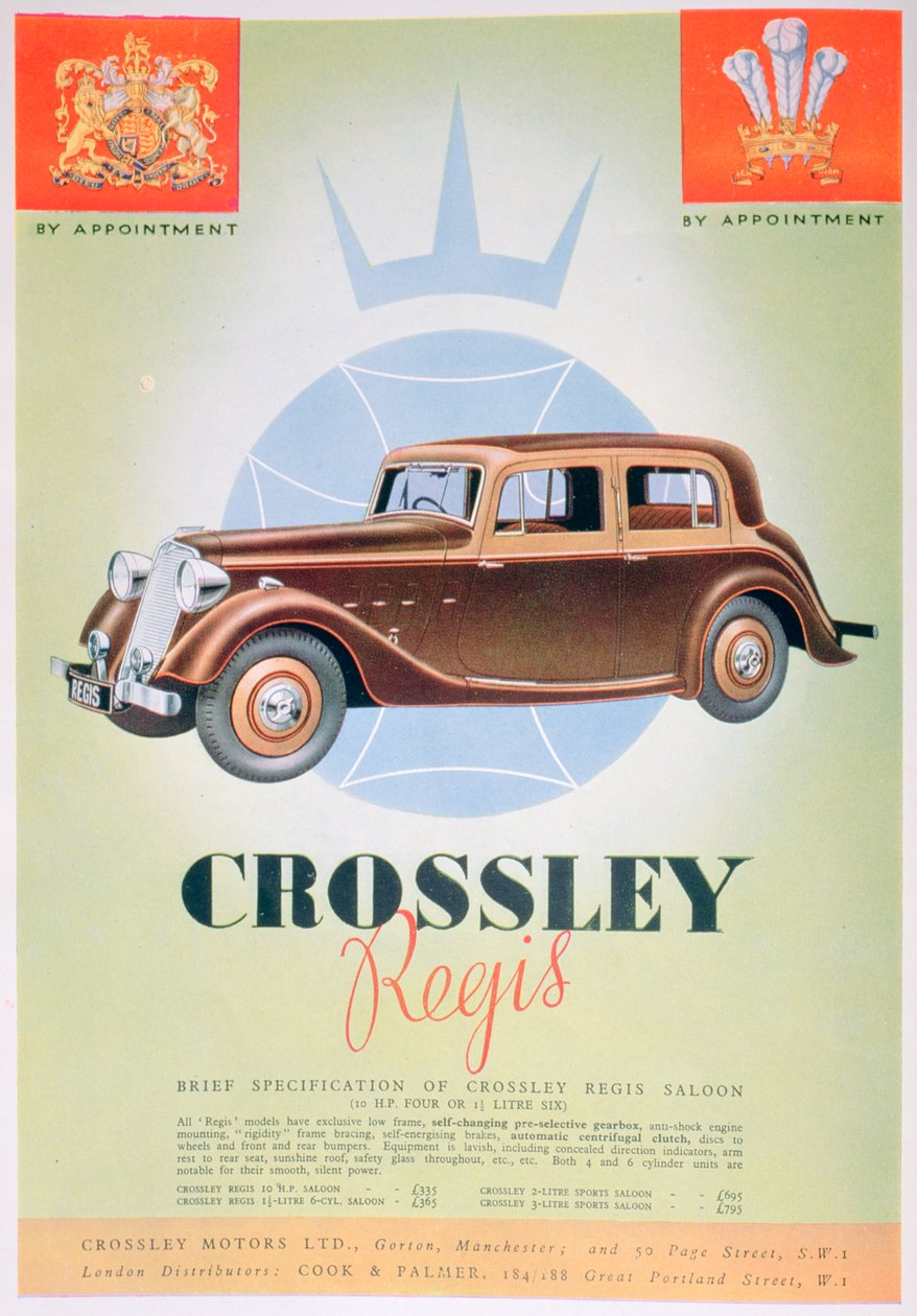 Annonse for Crossley Regis-bilen, 1935 av Unbekannt