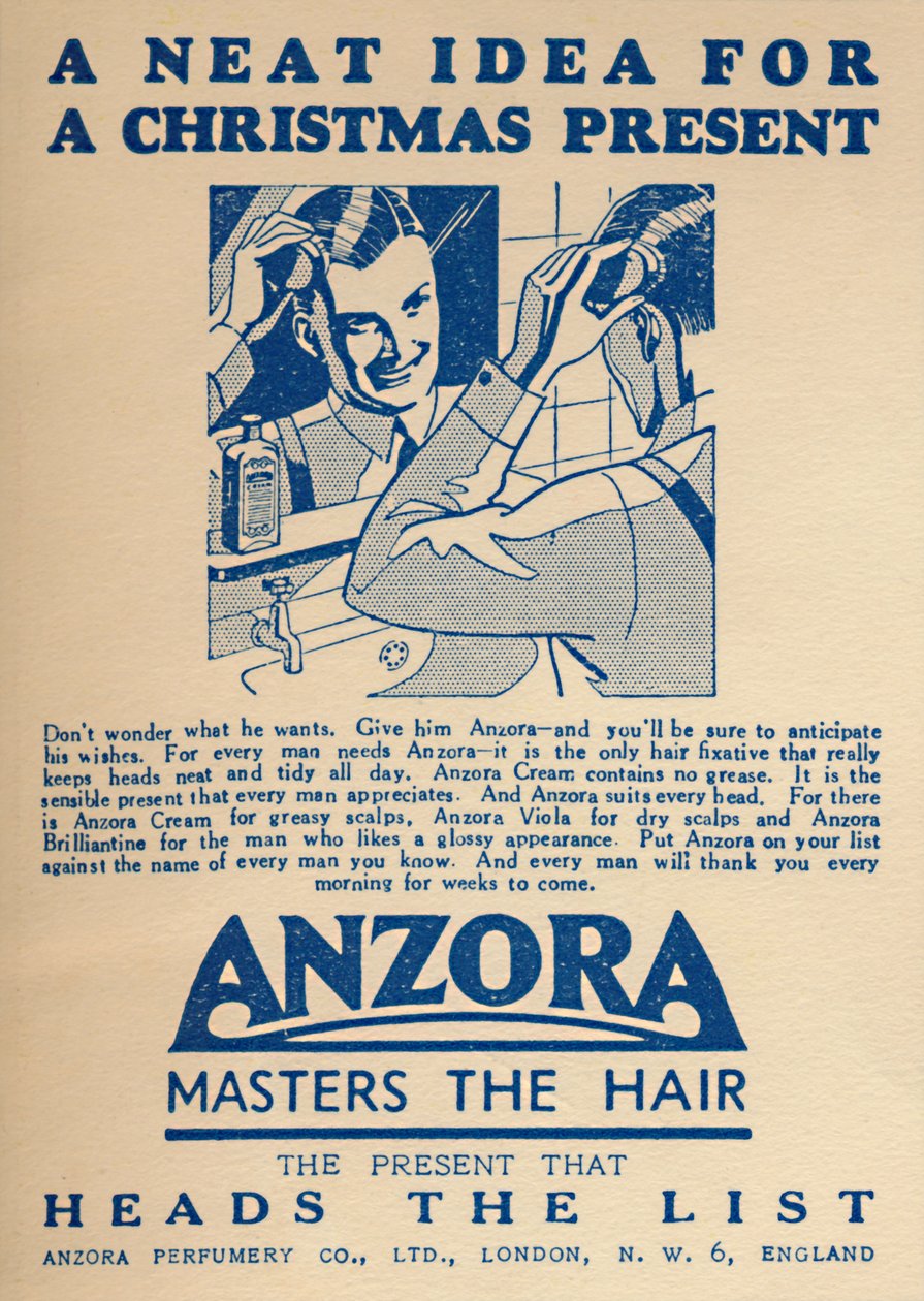 Annonse for Anzora hårfikseringsmiddel, 1936. av Unbekannt