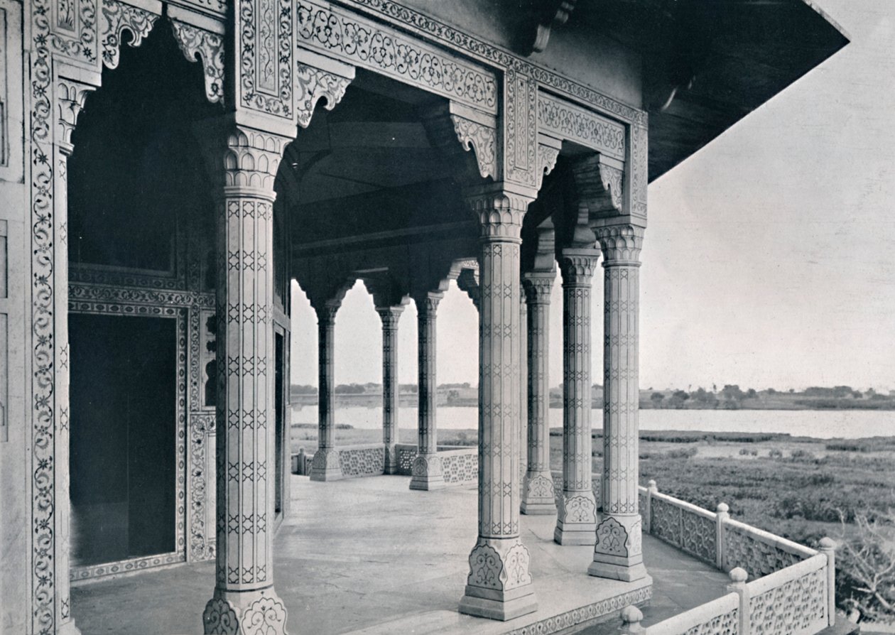 Agra. Balkong til Jasmine Tower, c1910. av Unbekannt